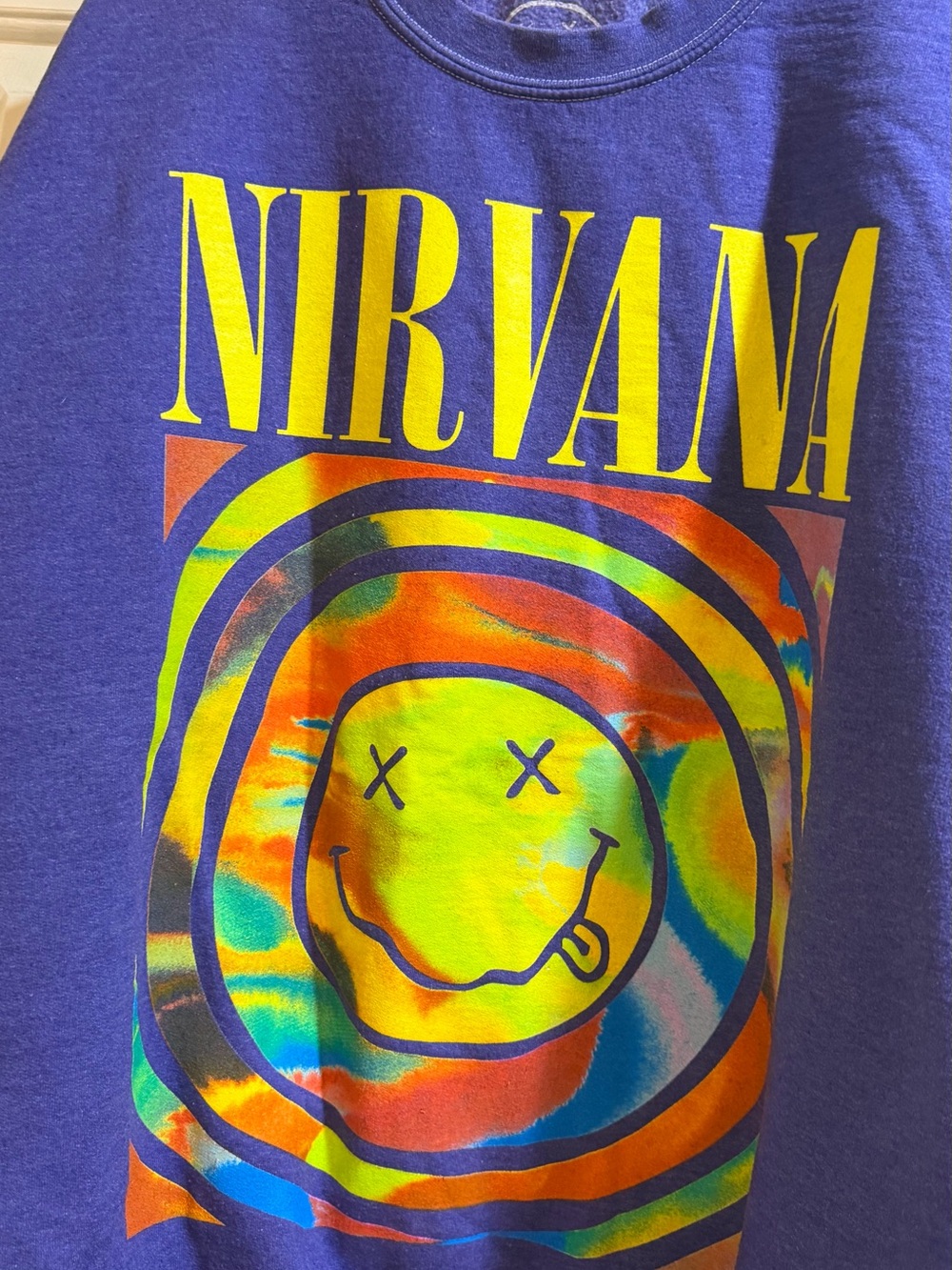 Nirvana Purple Tie-Dye Smile Logo P2P 27 #rock #alternative #sweatshirt Size S/M
